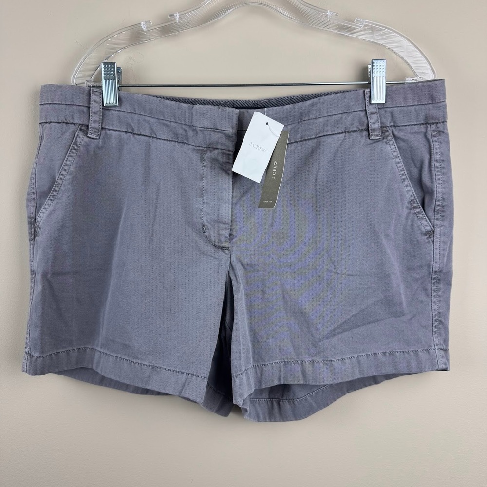 J.Crew Chino Shorts Womens 14 Gray Twill Flat Front Stretch NWT
